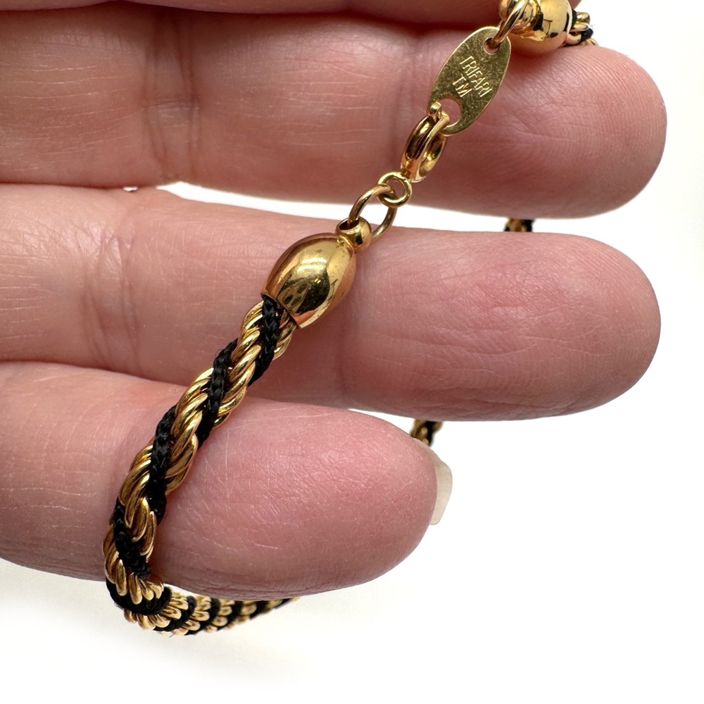 Trifari TM Gold and Black Twisted Rope Chain Bracelet - Picture 8 of 11